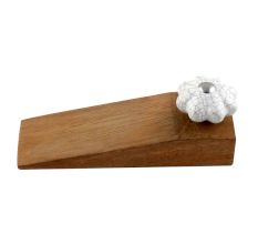 2 Pieces White Crackle Ceramic Melon Wooden Door Stopper